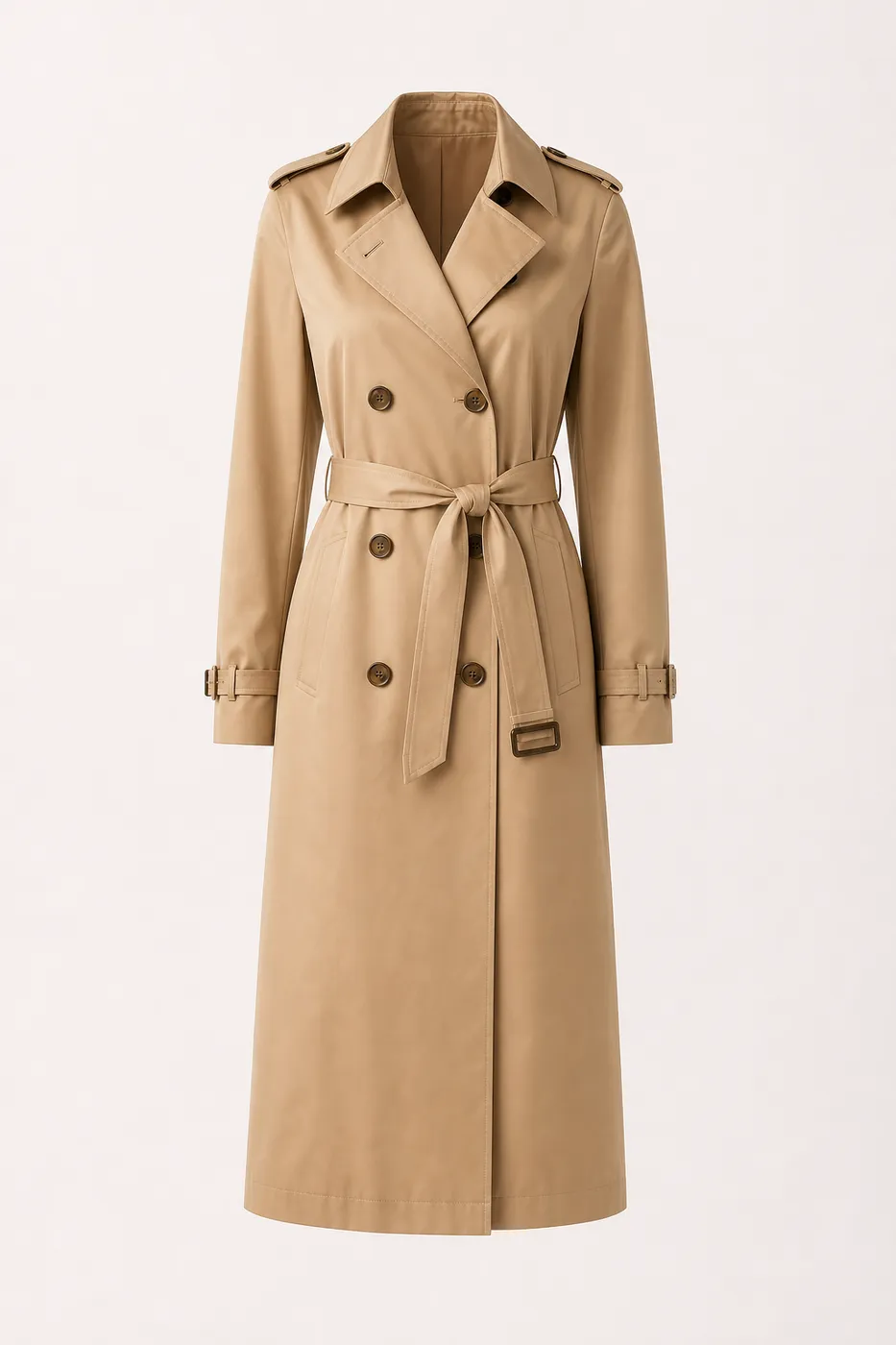 Trench Long en Coton Enduit Muse